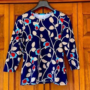 J.McLaughlin Catalina Cloth 3/4 Sleeve Floral Print Top Large
